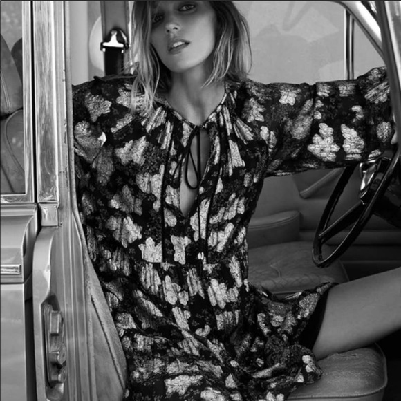 Zara Black ruffle mini dress with metallic thread - Picture 2 of 11